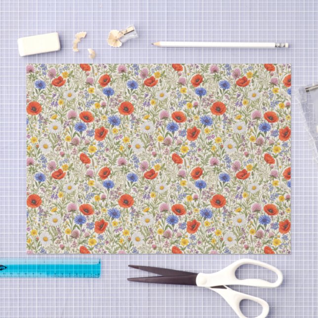 Delicate Wildflower Meadow Blooms Tissue Paper (Craft)