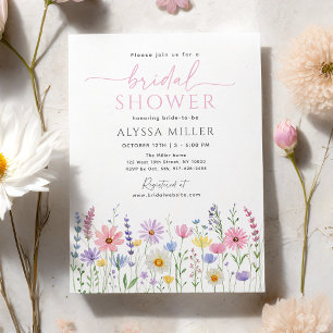 Delicate Wildflower Meadow Bridal Shower Invitation
