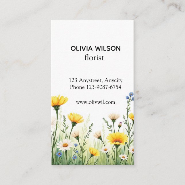 Delicate Wildflower Meadow Business Card (Front)