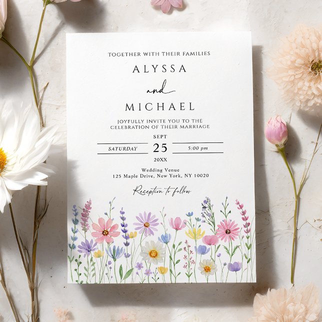 Delicate Wildflower Meadow Wedding Invitation (Creator Uploaded)