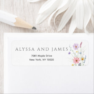 Delicate Wildflower Meadow Wedding Return Address