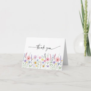 Delicate Wildflower Meadow Wedding Thank You Card