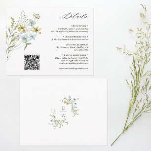 Delicate Wildflower Modern Boho Wedding Details Enclosure Card