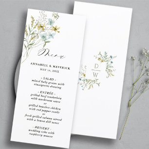 Delicate Wildflower Modern Boho Wedding Menu