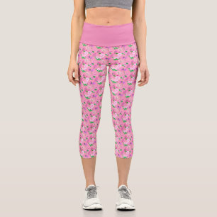 Delicate wildflower print in pink. capri leggings