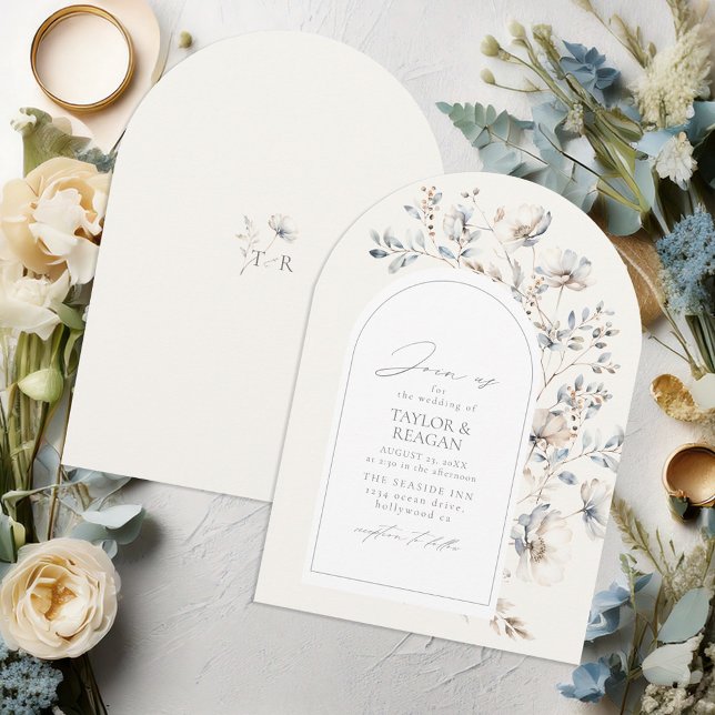 Delicate Wildflower Watercolor Arch Wedding ID1102 Invitation (Creator Uploaded)