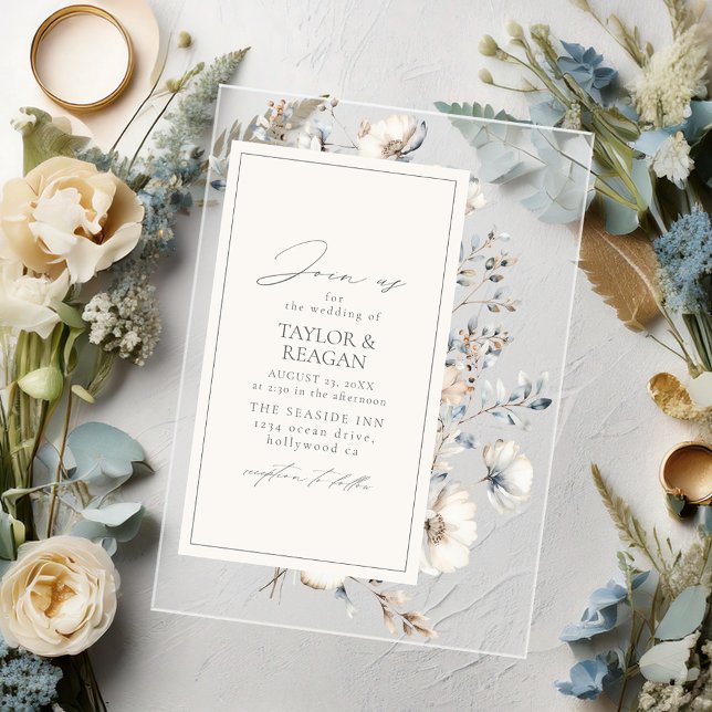 Delicate Wildflower Watercolor Floral ID1102 Acrylic Invitations (Creator Uploaded)