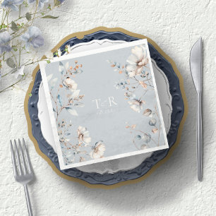 Delicate Wildflower Watercolor Wedding Blue ID1102 Napkin