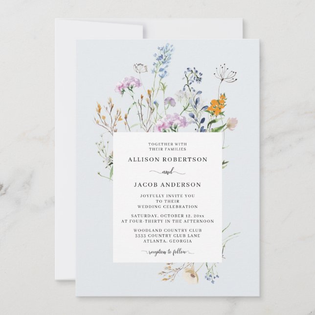 Delicate Wildflower Wedding Invitation (Front)