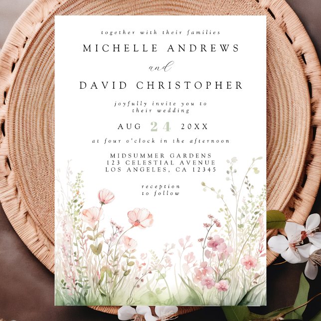 Delicate Wildflower Wedding Invitation (Creator Uploaded)