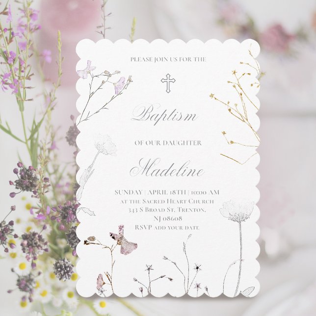 delicate wildflowers Baptism Invitation (Creator Uploaded)