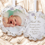 delicate wildflowers Baptism thank you  Tree Decoration Card<br><div class="desc">Baptism thank you paper ornament</div>