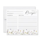 Delicate Wildflowers Bridal Shower Recipe card