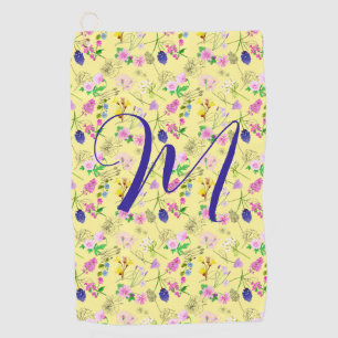 Delicate wildflowers in light yellow. Custom. Golf Towel
