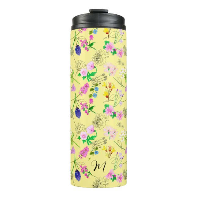 Delicate wildflowers in light yellow. Custom. Thermal Tumbler (Front)