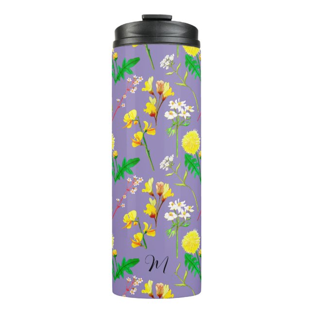 Delicate wildflowers in purple. Custom. Thermal Tumbler (Front)