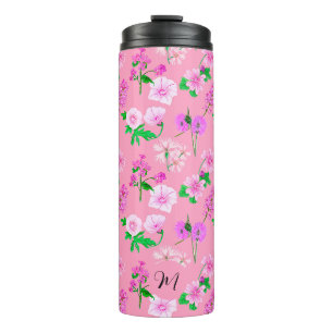 Delicate wildflowers in soft pink. Custom. Thermal Tumbler