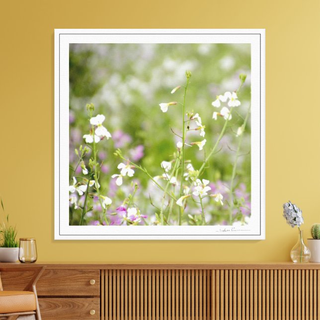 Delicate Wildflowers, white & lavender by Sidharta Canvas Print (Insitu(LivingRoom))
