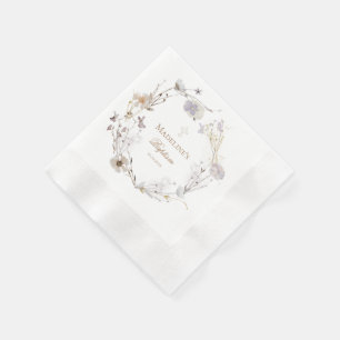 delicate wildflowers wreath Baptism Paper Napkin