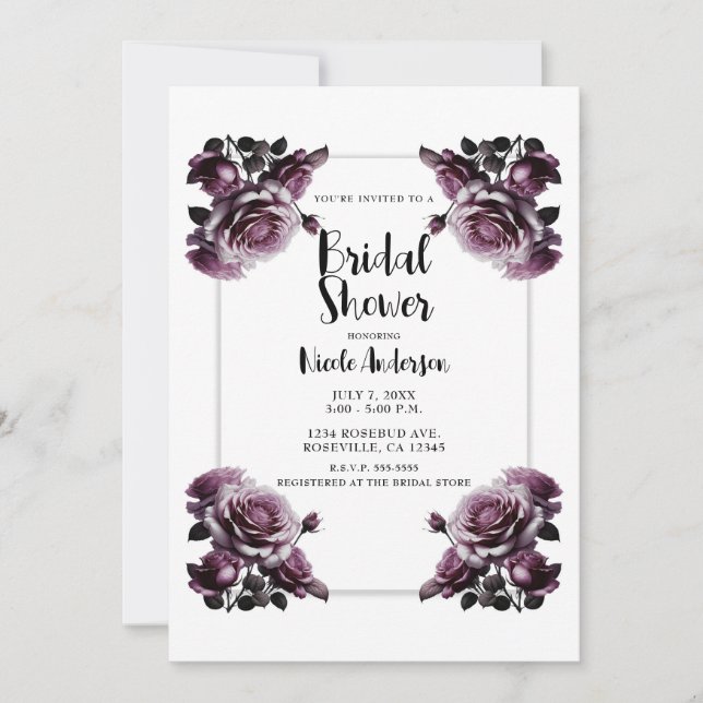 Delicate Wine Pink Roses Shabby Shower  Invitation (Front)