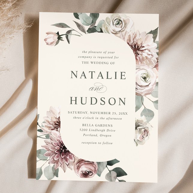 Delicate Winter Floral Frame Ivory Wedding Invitation (Creator Uploaded)