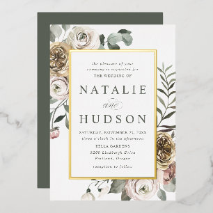 Delicate Winter Floral Frame Wedding