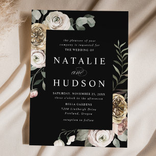 Delicate Winter Floral Frame Wedding Invitation