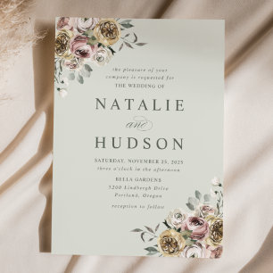 Delicate Winter Floral Wedding Invitation