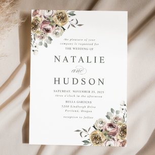 Delicate Winter Floral Wedding Invitation