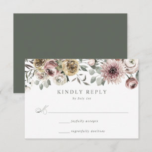 Delicate Winter Floral Wedding RSVP Card
