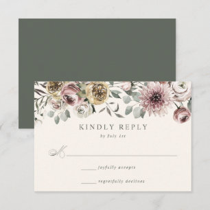 Delicate Winter Floral Wedding RSVP Card