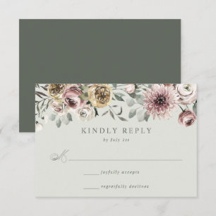 Delicate Winter Floral Wedding RSVP Card