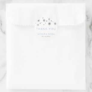 Delicate Winter Snowflakes Black and White Favour Classic Round Sticker
