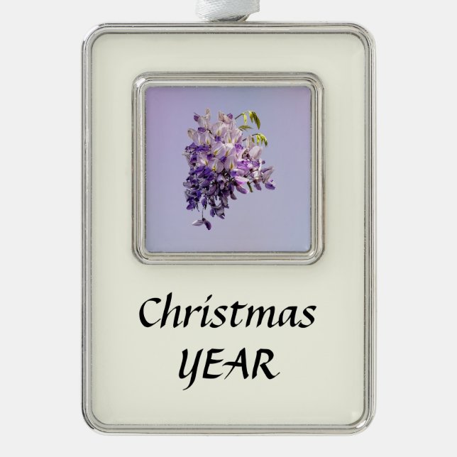 Delicate Wisteria Silver Plated Framed Ornament (Front)