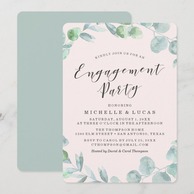 Delicate Wreath | Engagement Party Invitation (Front/Back)