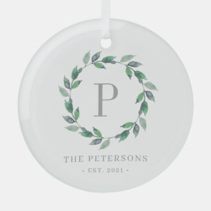 Delicate Wreath Monogram Custom Photo Ornament