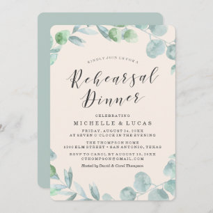 Delicate Wreath Rehearsal Dinner Invitation