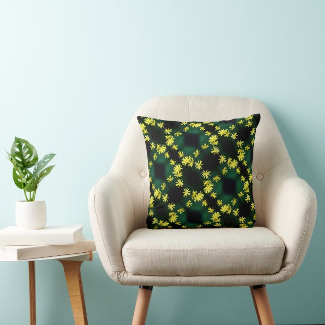 Delicate Yellow Daisy Wildflowers Abstract Pattern Cushion (Chair)