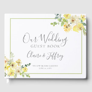 Delicate Yellow Floral Garden Wedding Custom Guest Book