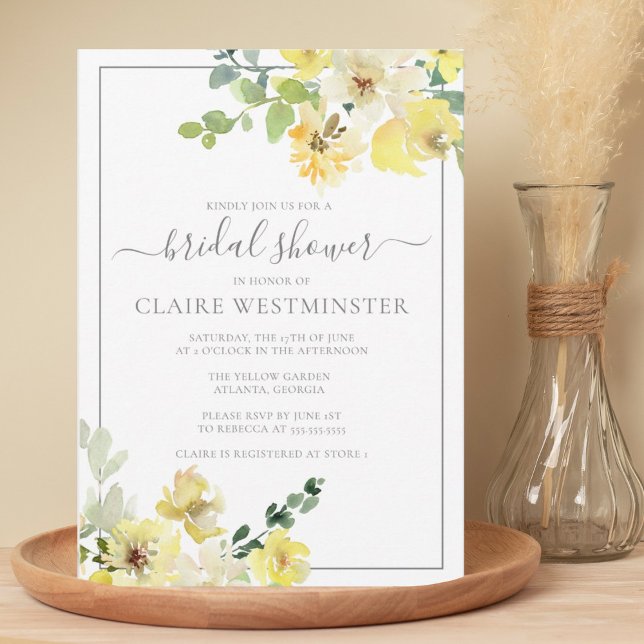 Delicate Yellow Floral Summer Garden Bridal Shower Invitation (Creator Uploaded)