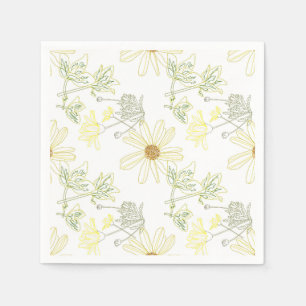 Delicate yellow flowers and leaves napkin