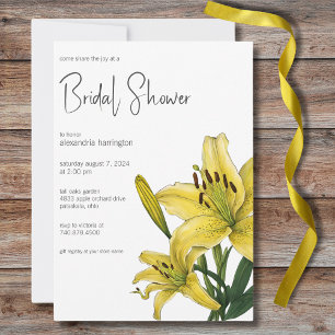 Delicate Yellow Lily Bridal Shower Invitation