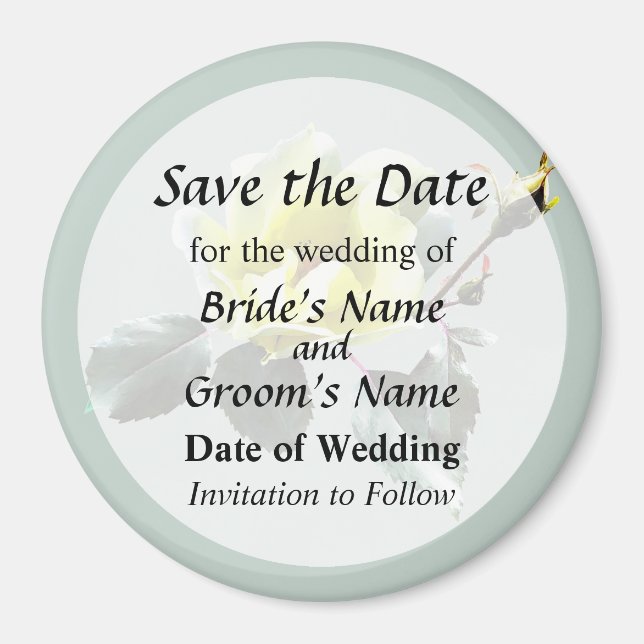 Delicate Yellow Rose Save the Date Magnet (Front)