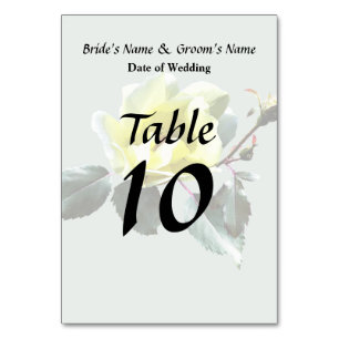 Delicate Yellow Rose Table Number