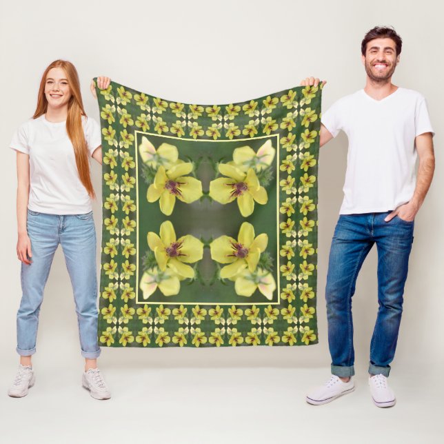 Delicate Yellow Wildflower Abstract Art Fleece Blanket (In Situ)