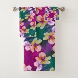 Delicate Yellow Wildflower Abstract Art Pattern  Bath Towel Set