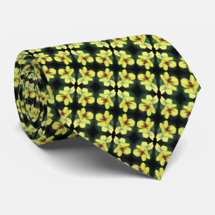 Delicate Yellow Wildflower Abstract Art Tie