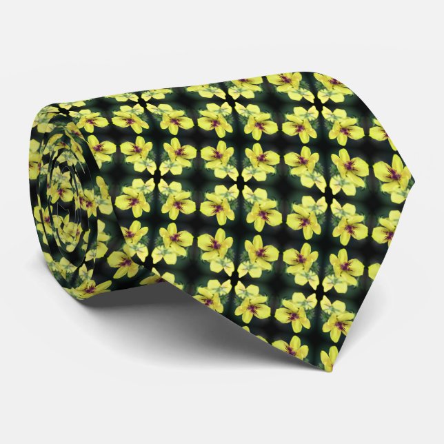 Delicate Yellow Wildflower Abstract Art Tie (Rolled)