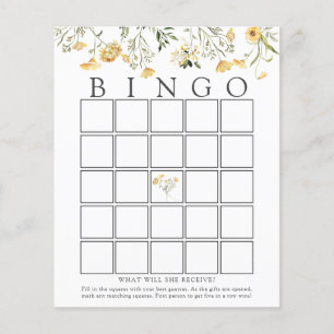 Delicate Yellow Wildflower Bingo Game Card