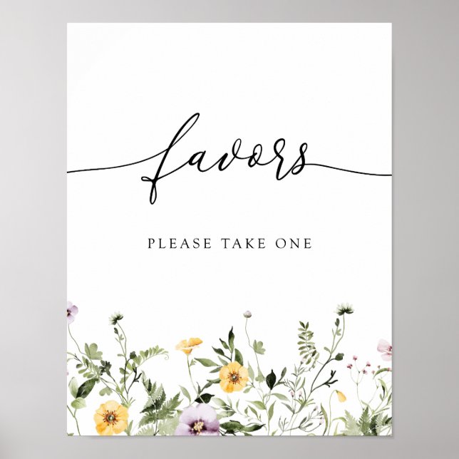 Delicate Yellow Wildflower Favours Sign (Front)